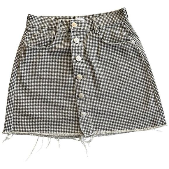Zara Houndstooth Denim Mini Skirt Women Small Y2K 90s 80s coquette Flattering - Picture 2 of 6